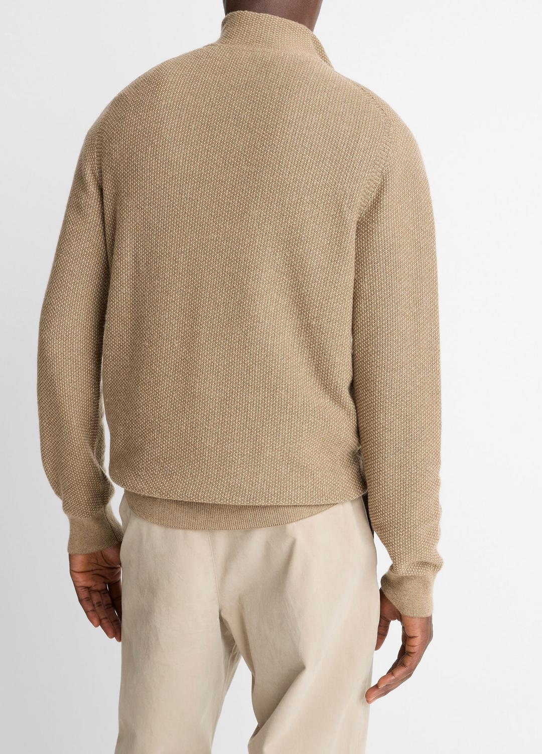 VINCE Geo-Jacquard Wool-Blend Quarter-Zip Sweater in Crew Neck