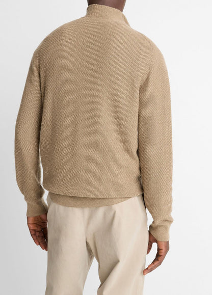 VINCE Geo-Jacquard Wool-Blend Quarter-Zip Sweater in Crew Neck