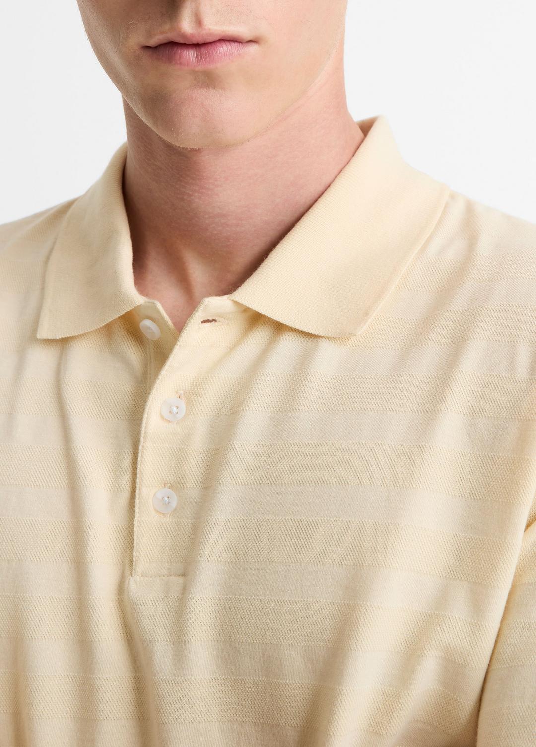 VINCE Jacquard-Stripe Cotton Long-Sleeve Polo Shirt in Long Sleeve