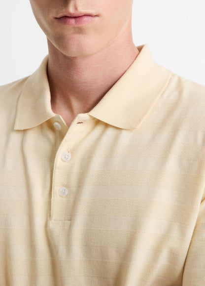 VINCE Jacquard-Stripe Cotton Long-Sleeve Polo Shirt in Long Sleeve