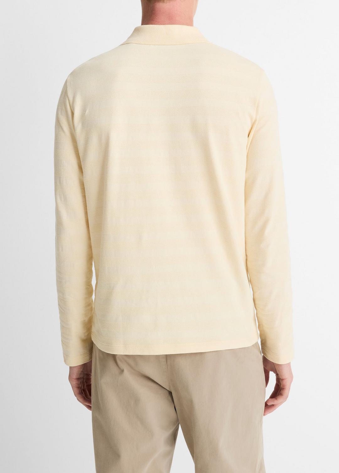 VINCE Jacquard-Stripe Cotton Long-Sleeve Polo Shirt in Long Sleeve