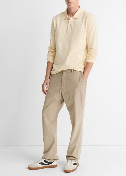 VINCE Jacquard-Stripe Cotton Long-Sleeve Polo Shirt in Long Sleeve