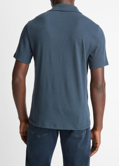 VINCE Cotton Johnny-Collar Polo Shirt in Henleys & Polos