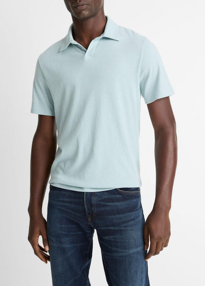 VINCE Cotton Johnny-Collar Polo Shirt in Henleys & Polos
