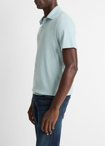 VINCE Cotton Johnny-Collar Polo Shirt in Henleys & Polos