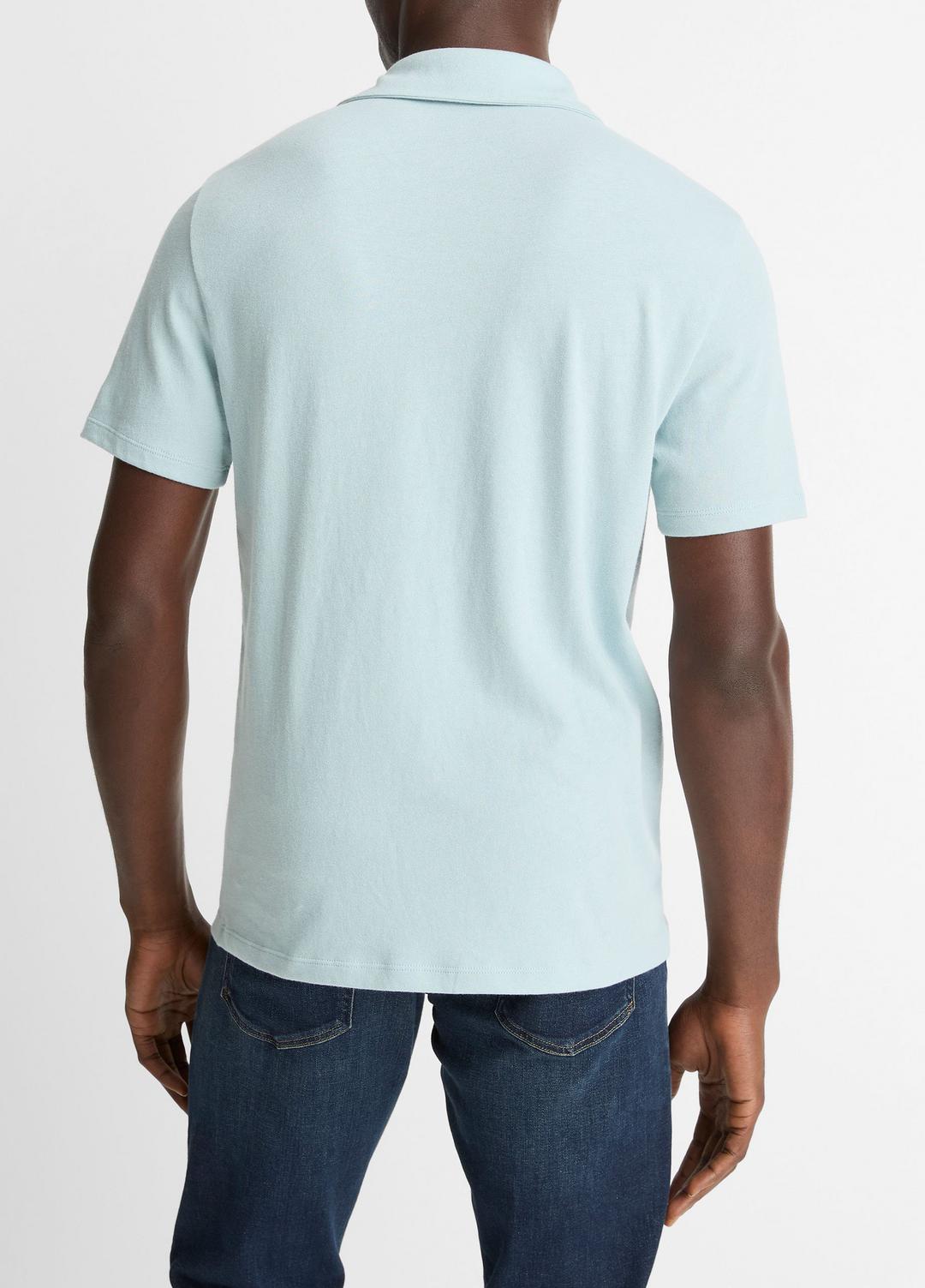 VINCE Cotton Johnny-Collar Polo Shirt in Henleys & Polos