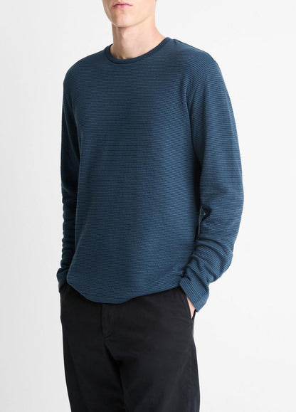 VINCE Striped Double-Knit Pima Cotton Long-Sleeve T-Shirt in Long Sleeve
