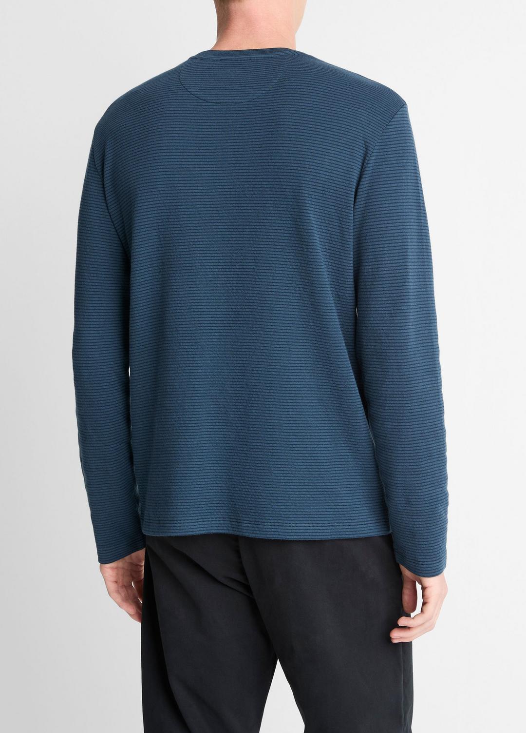 VINCE Striped Double-Knit Pima Cotton Long-Sleeve T-Shirt in Long Sleeve