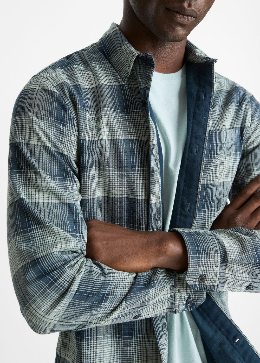 VINCE Big Sky Plaid Cotton Button-Front Shirt in Long Sleeve