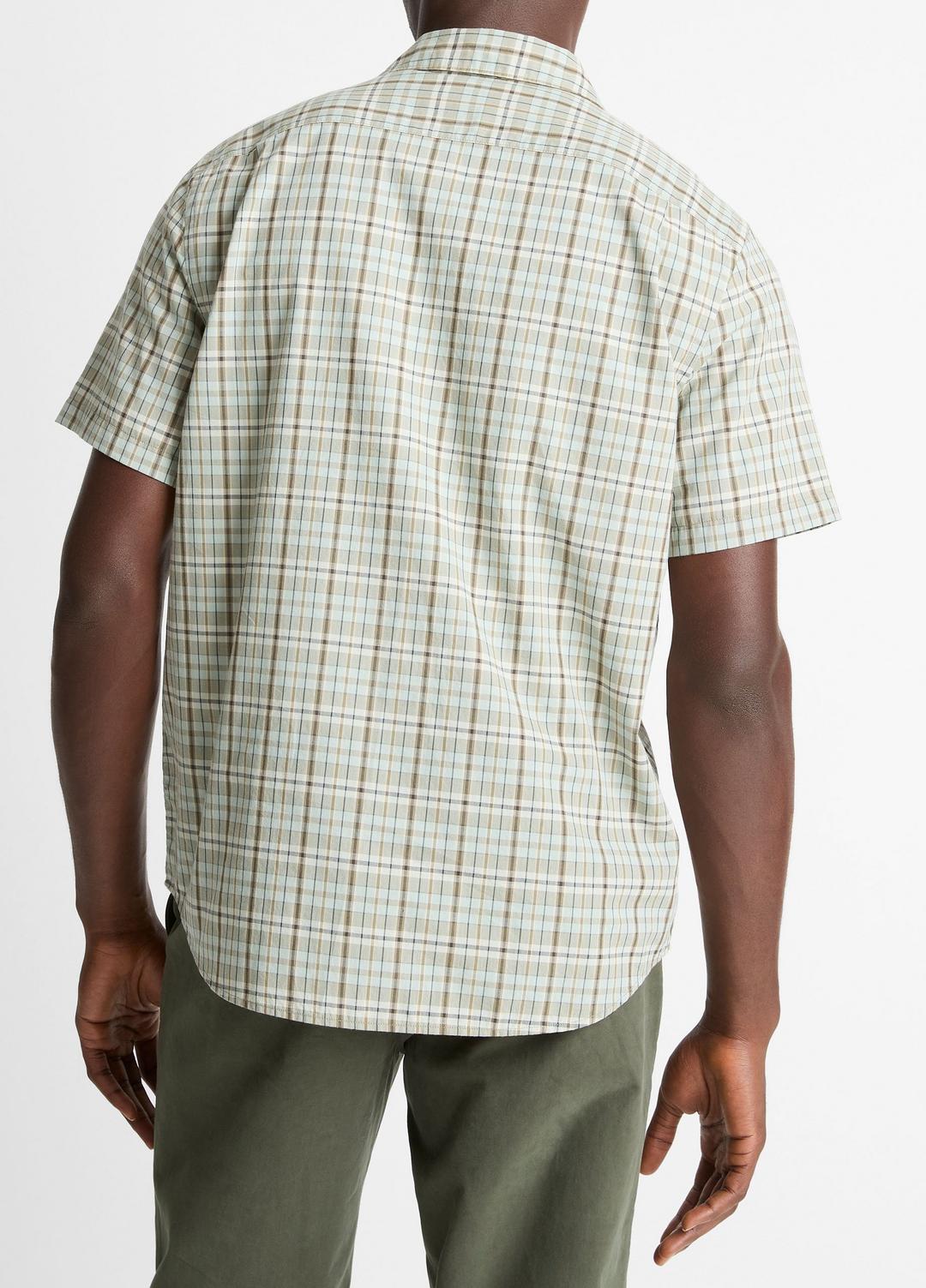 VINCE Polson Plaid Cotton Short-Sleeve Button-Front Shirt in Short Sleeve