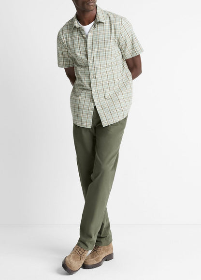 VINCE Polson Plaid Cotton Short-Sleeve Button-Front Shirt in Short Sleeve