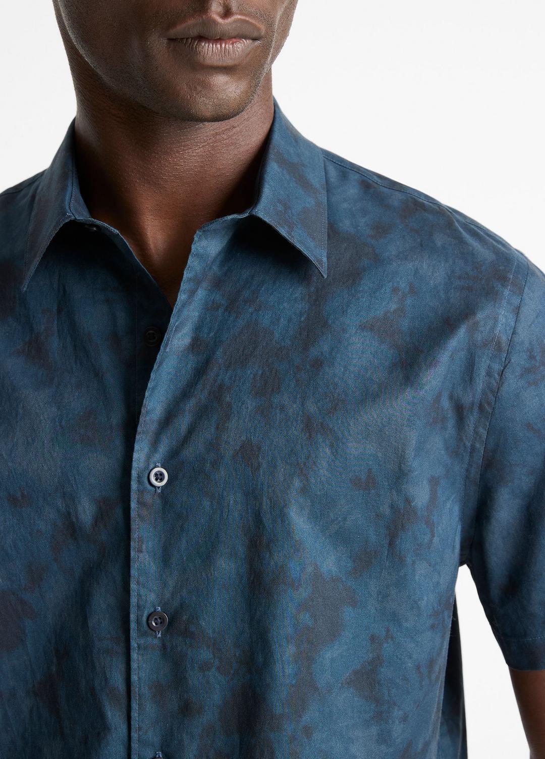 VINCE Dyed Camouflage Cotton Short-Sleeve Button-Front Shirt in Short Sleeve
