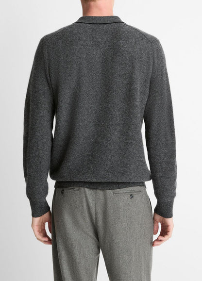 VINCE Feed Stripe Plush Cashmere Johnny-Collar Sweater in Cashmere