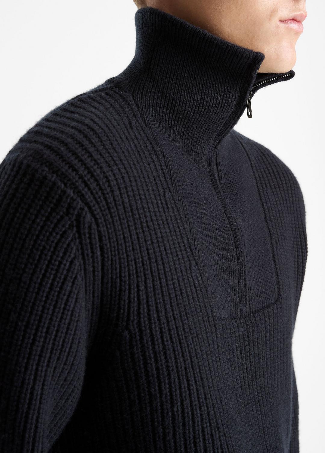 VINCE Heirloom Shaker Wool-Cashmere Quarter-Zip Sweater in Quarter Zip