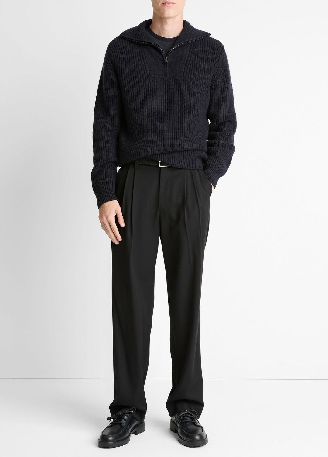 VINCE Heirloom Shaker Wool-Cashmere Quarter-Zip Sweater in Quarter Zip