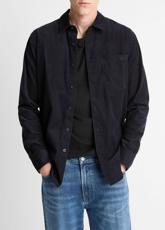 VINCE Italian Cotton Corduroy Button-Front Shirt in Long Sleeve