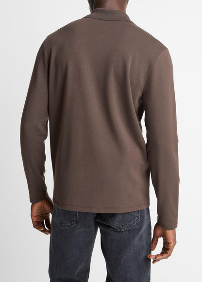 VINCE Milano Pima Cotton-Blend Johnny-Collar Shirt in Long Sleeve
