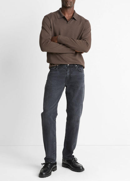 VINCE Milano Pima Cotton-Blend Johnny-Collar Shirt in Long Sleeve