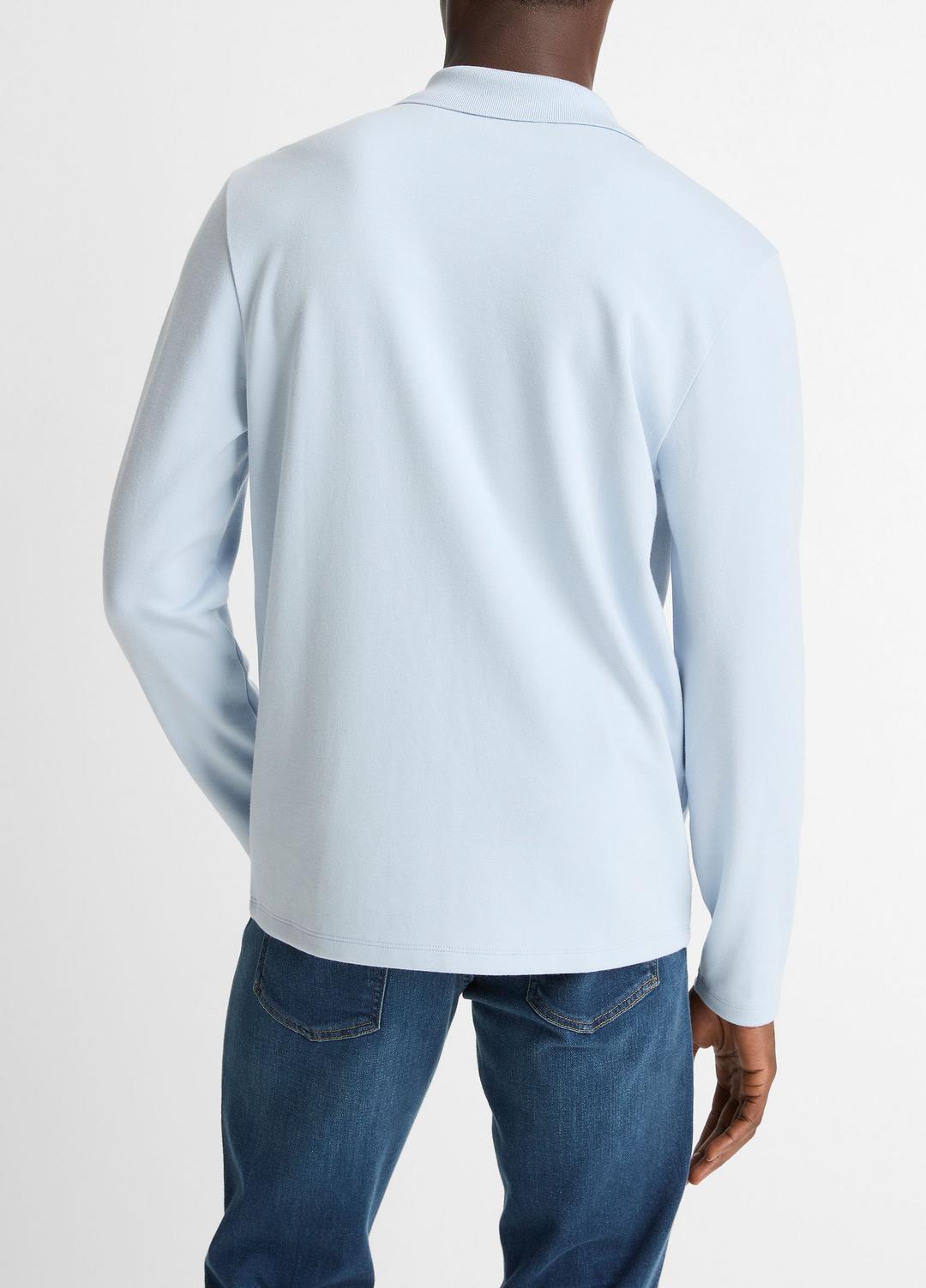 VINCE Milano Pima Cotton-Blend Johnny-Collar Shirt in Long Sleeve