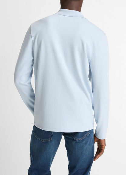 VINCE Milano Pima Cotton-Blend Johnny-Collar Shirt in Long Sleeve