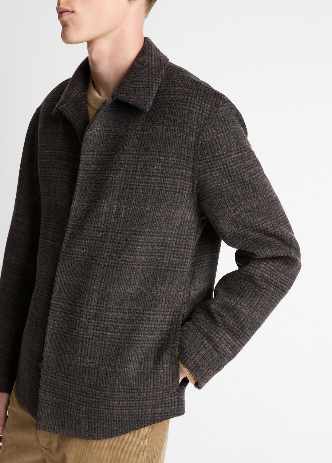 VINCE Plaid Splittable Wool-Blend Shirt Jacket in Shirt Jackets