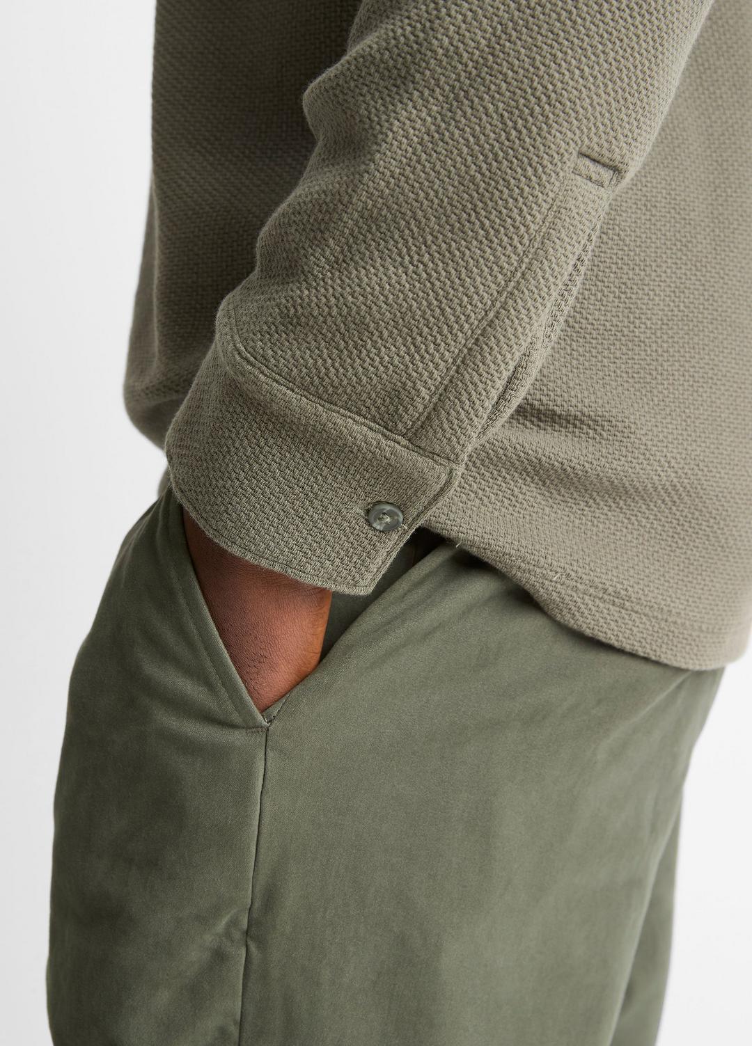 VINCE Basket-Weave Cotton Long-Sleeve Polo Shirt in Henleys & Polos