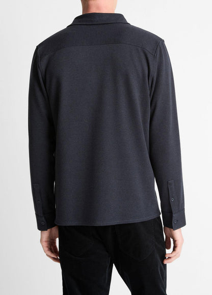 VINCE Herringbone Cotton-Blend Button-Front Shirt in Long Sleeve