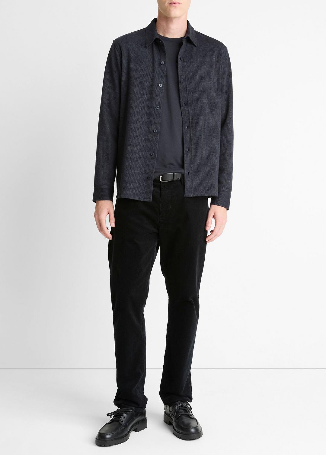 VINCE Herringbone Cotton-Blend Button-Front Shirt in Long Sleeve