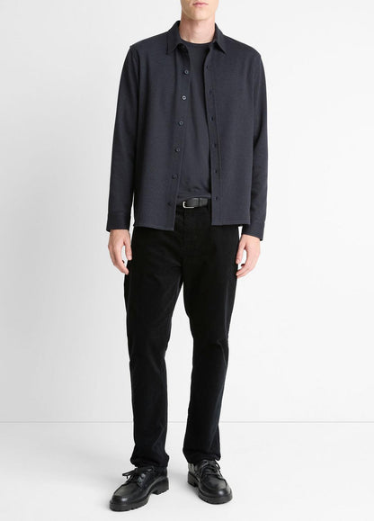 VINCE Herringbone Cotton-Blend Button-Front Shirt in Long Sleeve