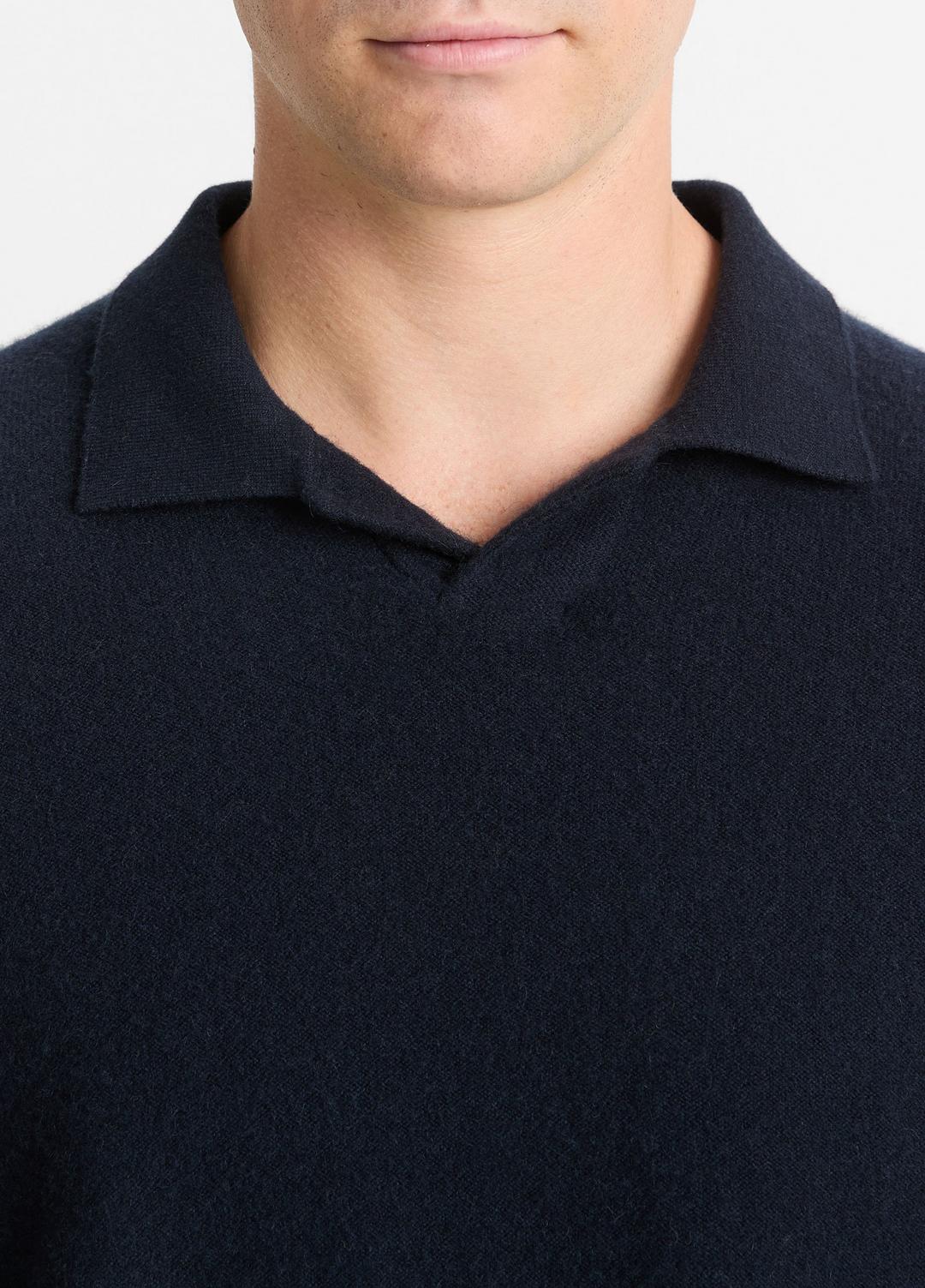VINCE Plush Cashmere Johnny-Collar Polo in Sweaters