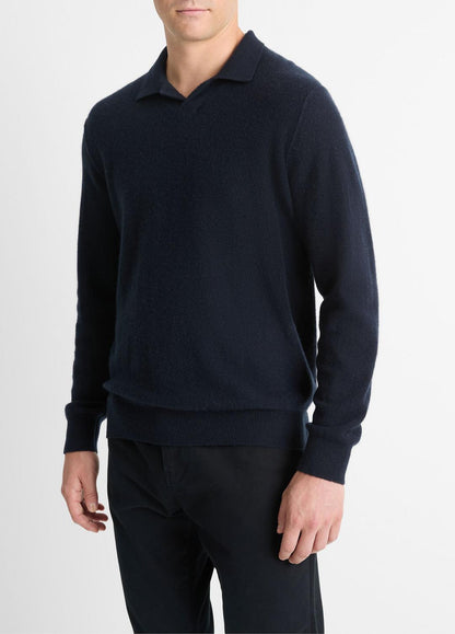 VINCE Plush Cashmere Johnny-Collar Polo in Sweaters