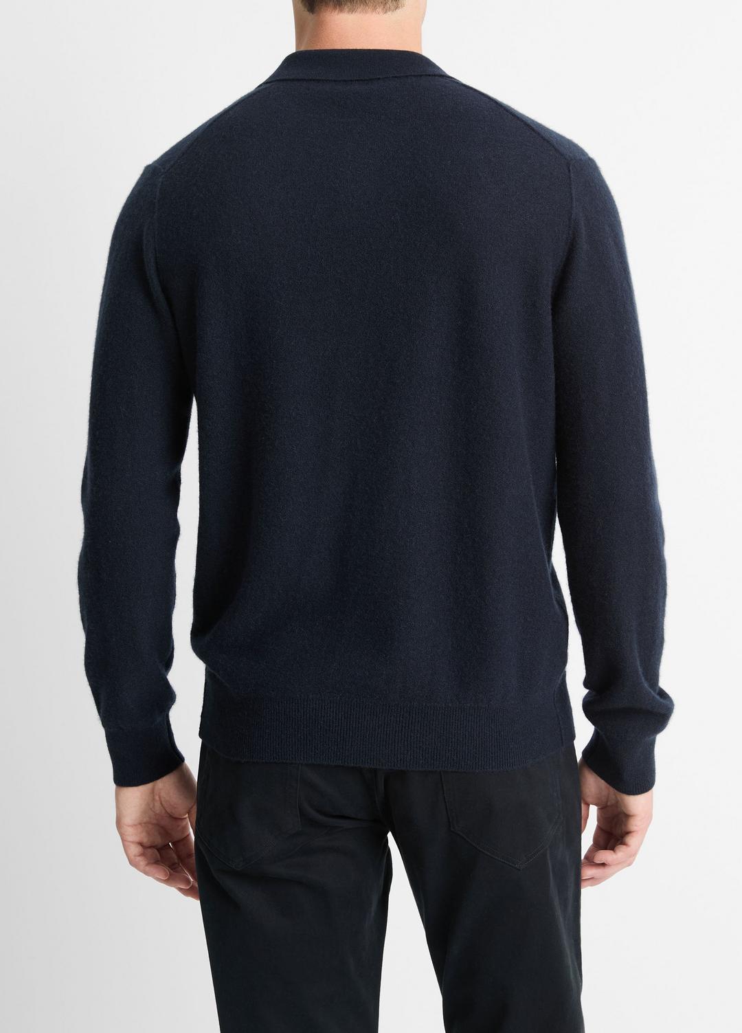 VINCE Plush Cashmere Johnny-Collar Polo in Sweaters