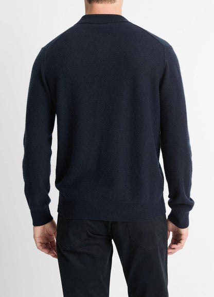 VINCE Plush Cashmere Johnny-Collar Polo in Sweaters