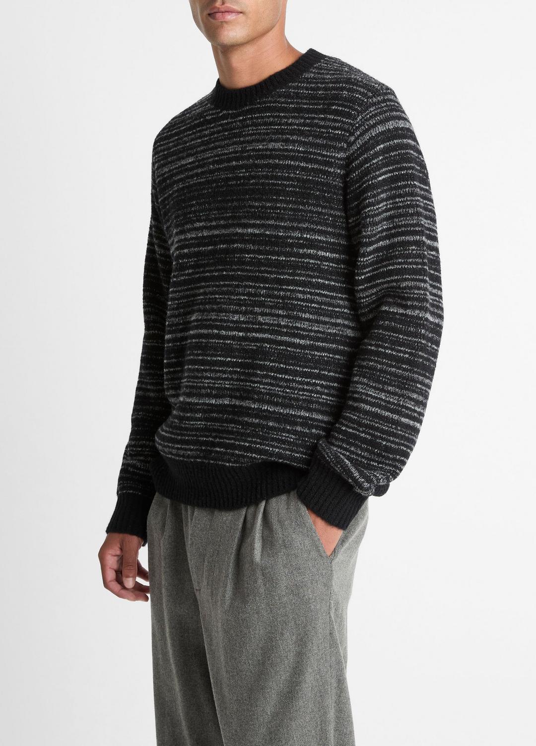 VINCE Marled Stripe Merino Wool-Blend Sweater in Crew Neck