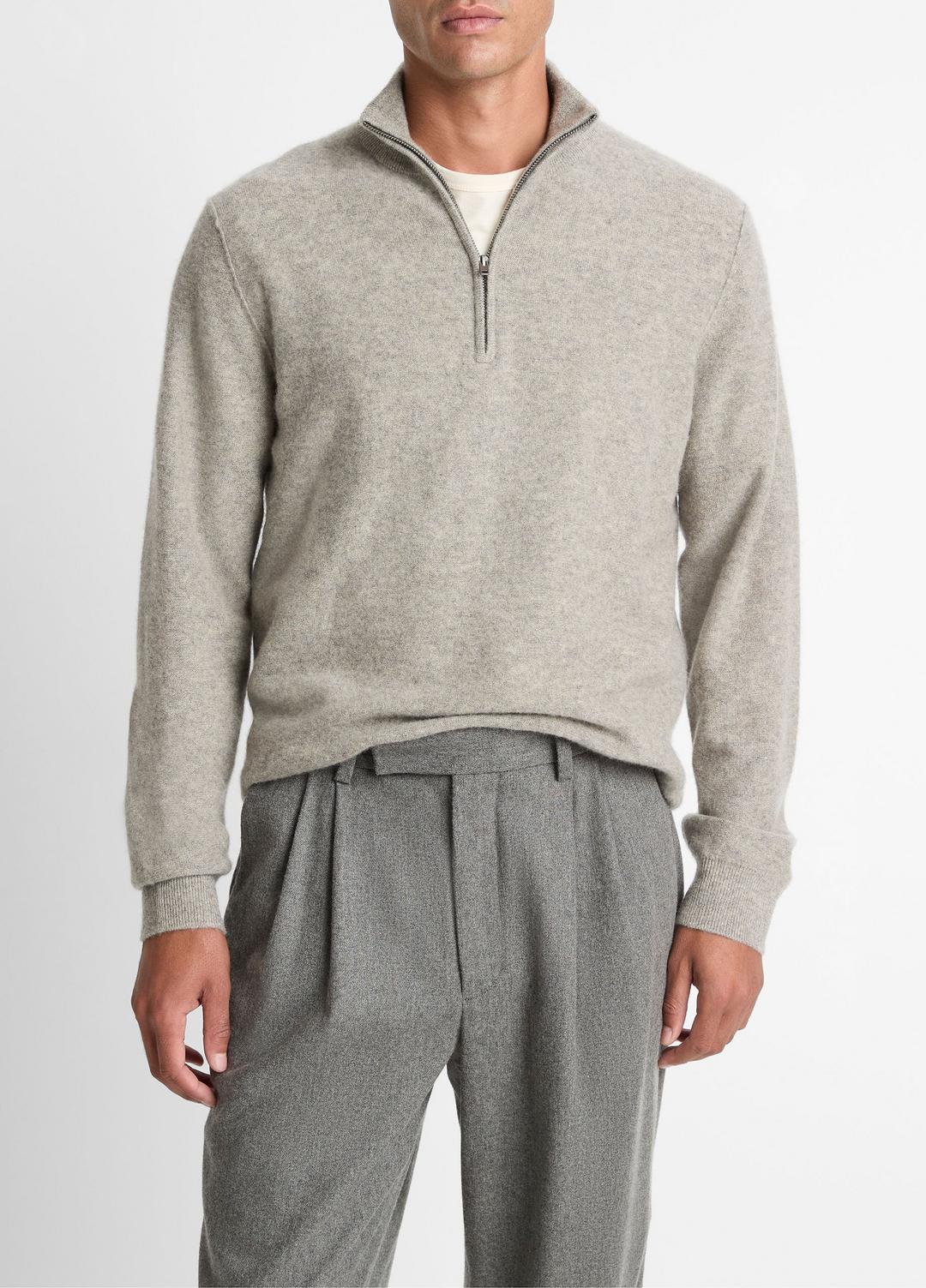 VINCE Plush Cashmere Quarter-Zip Sweater in Quarter Zip