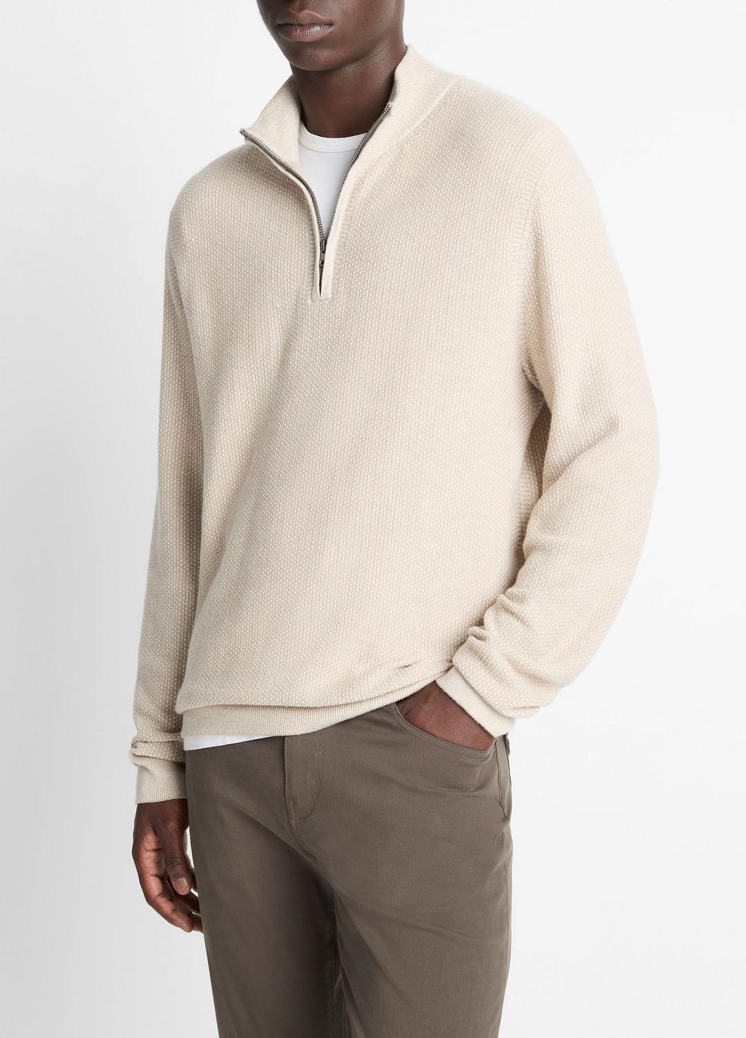 VINCE Geo-Jacquard Wool-Blend Quarter-Zip Sweater in Quarter Zip
