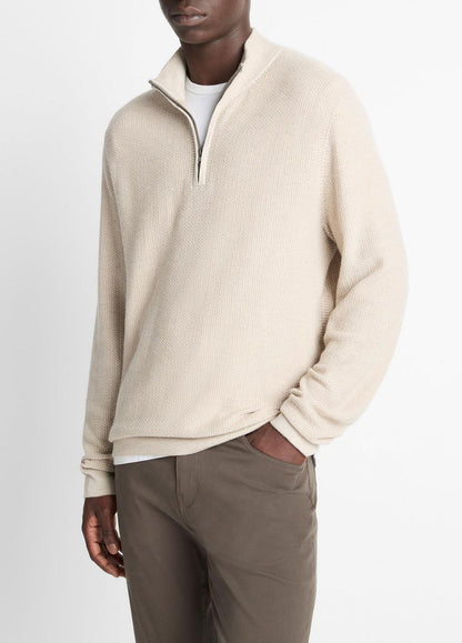 VINCE Geo-Jacquard Wool-Blend Quarter-Zip Sweater in Quarter Zip