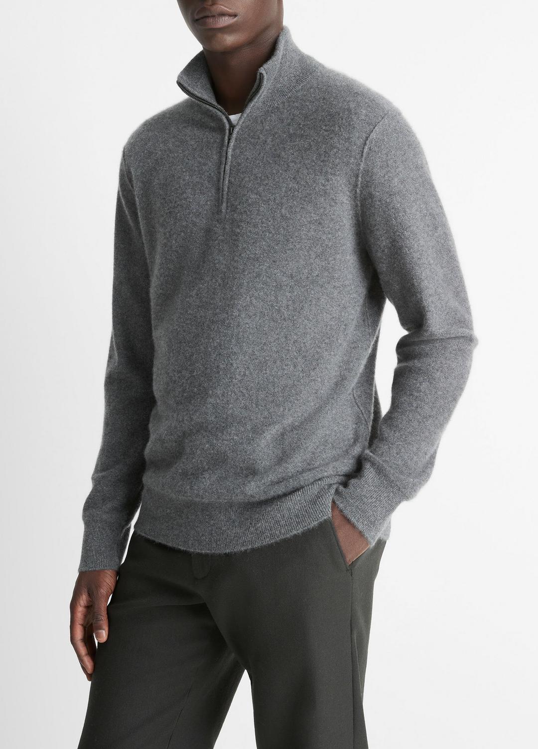 VINCE Plush Cashmere Quarter-Zip Sweater in Quarter Zip