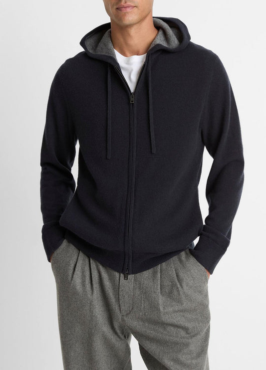 VINCE Cashmere Zip-Front Hoodie in Cashmere