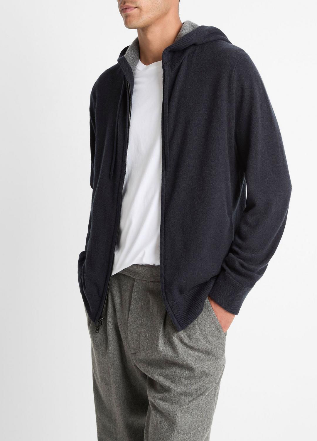 VINCE Cashmere Zip-Front Hoodie in Cashmere