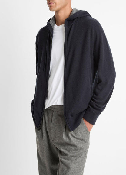 VINCE Cashmere Zip-Front Hoodie in Cashmere