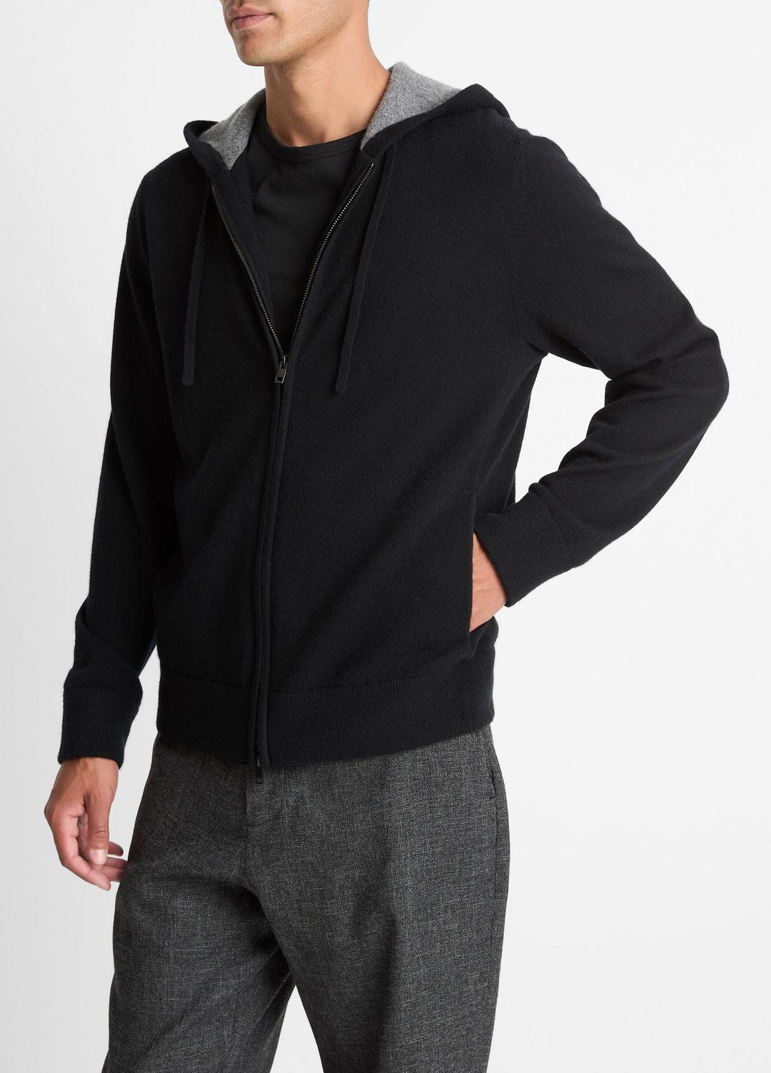VINCE Cashmere Zip-Front Hoodie in Cashmere