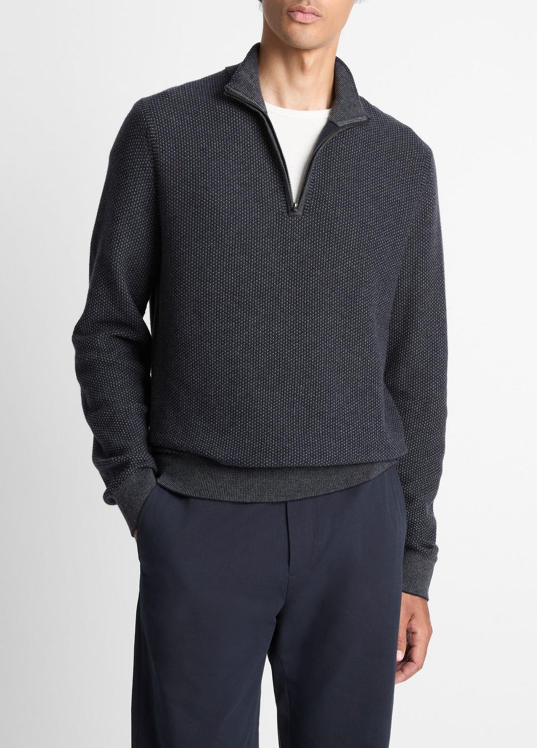 VINCE Geo-Jacquard Wool-Blend Quarter-Zip Sweater in Quarter Zip