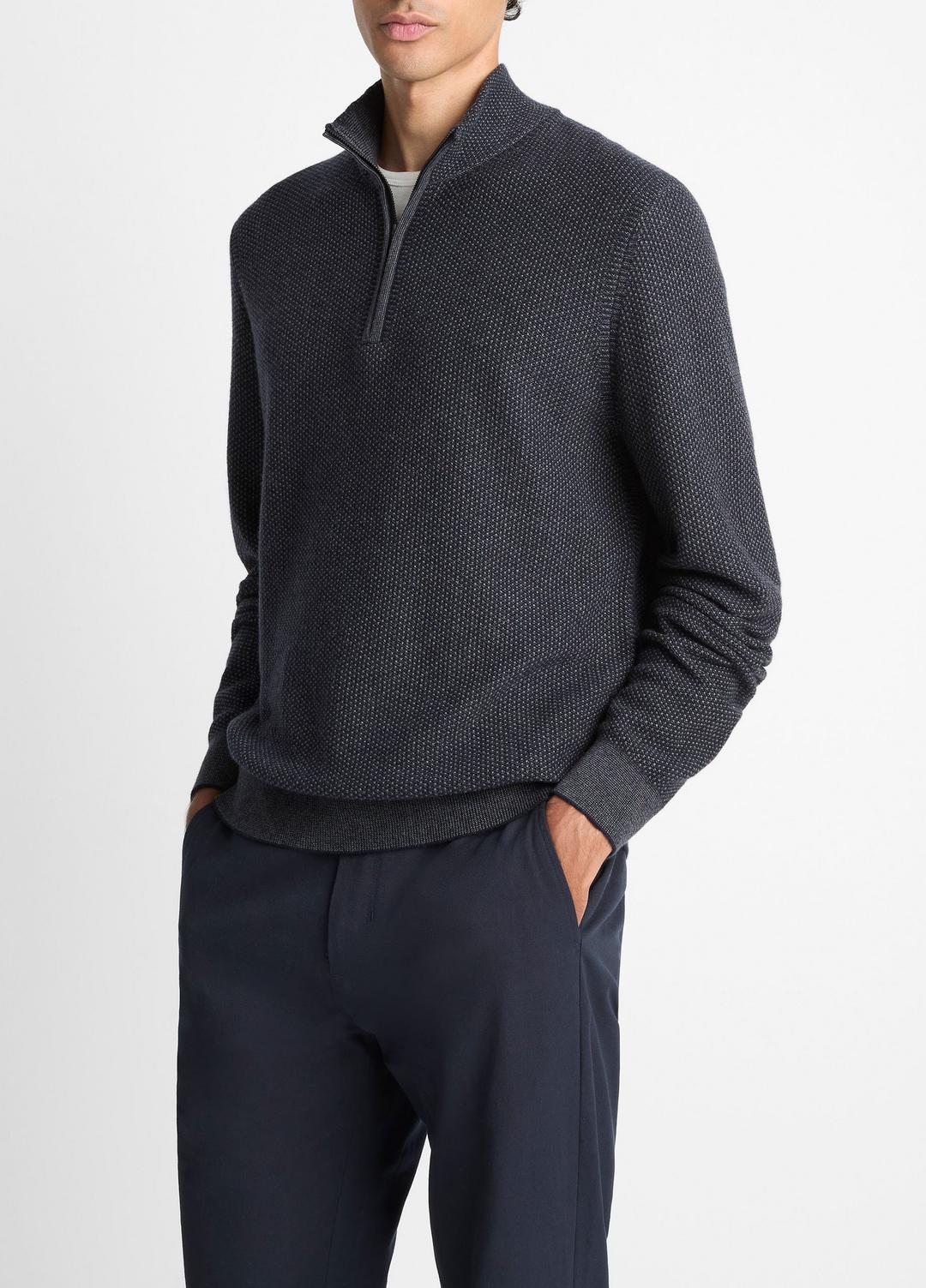 VINCE Geo-Jacquard Wool-Blend Quarter-Zip Sweater in Quarter Zip