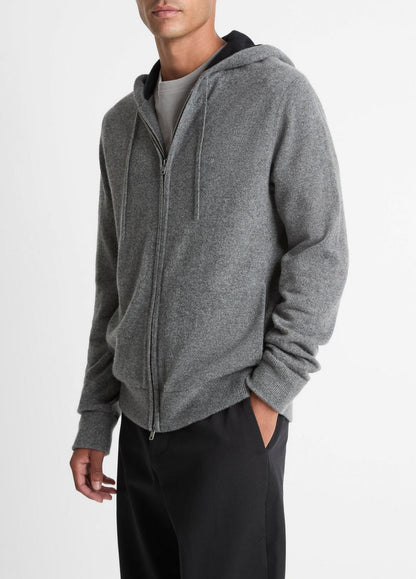 VINCE Cashmere Zip-Front Hoodie in Cashmere