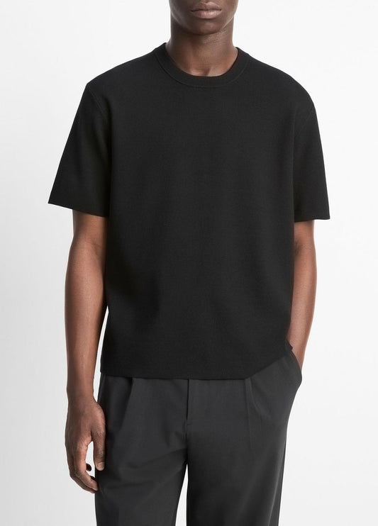 VINCE Milano Short-Sleeve Crew Neck Sweater in Crew Neck