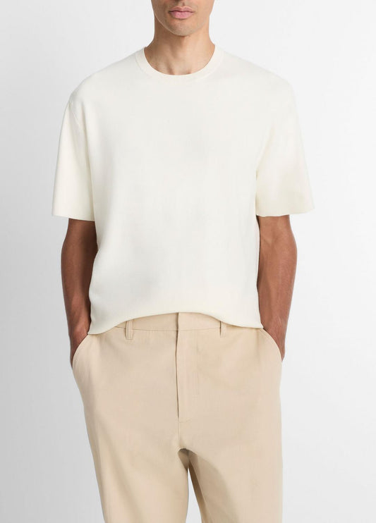 VINCE Milano Short-Sleeve Crew Neck Sweater in Crew Neck