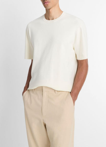 VINCE Milano Short-Sleeve Crew Neck Sweater in Crew Neck