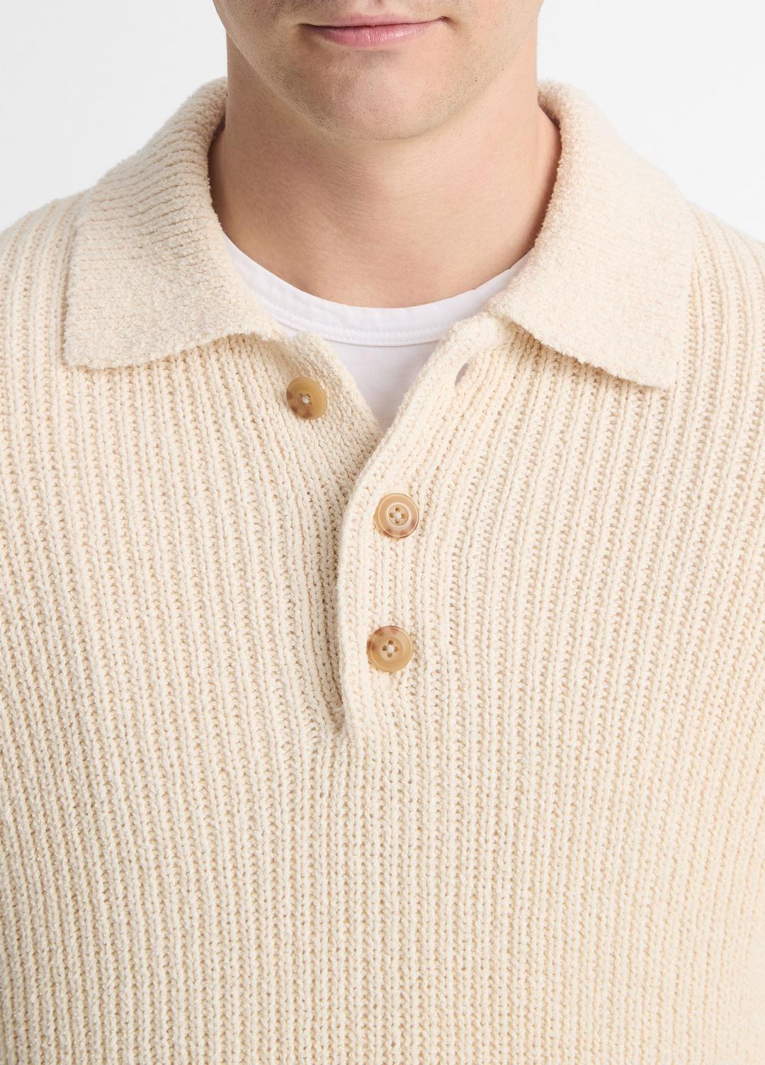 VINCE Shaker Italian Cotton-Blend Polo Sweater in Sweaters