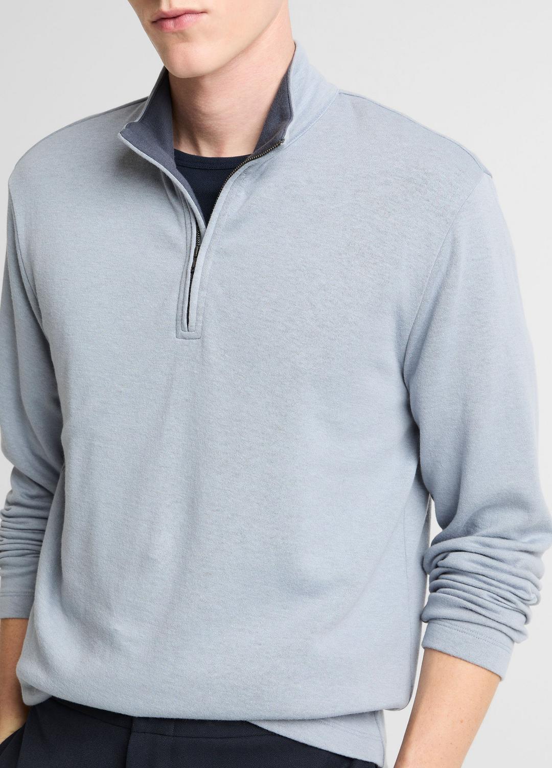 VINCE Double-Face Cotton-Blend Quarter-Zip Pullover in Quarter Zip